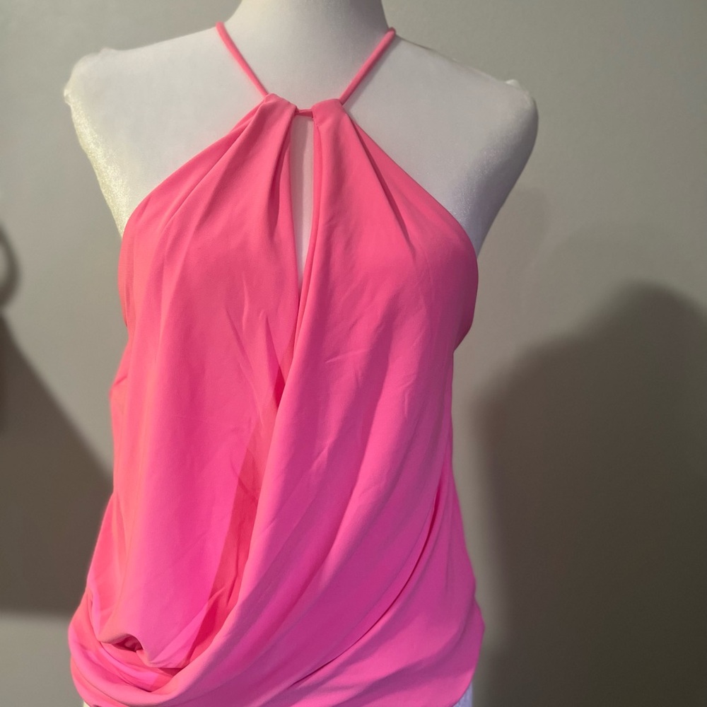 Express Women’s Pink Halter Neck Draped Tank Top